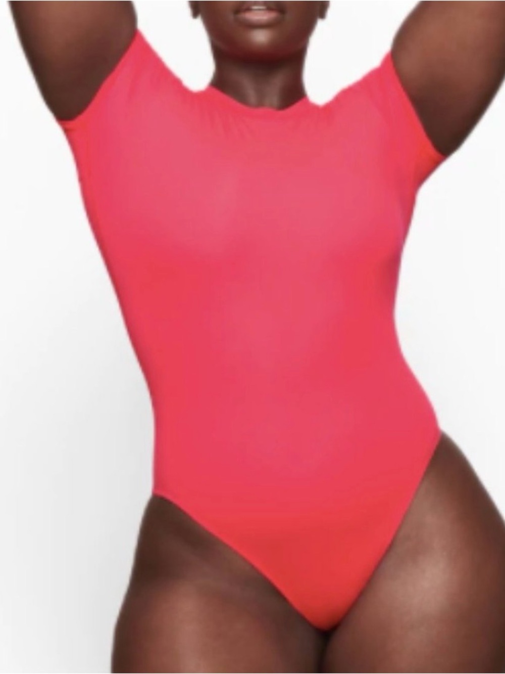 NWT SKIMS FITS EVERYBODY T-SHIRT BODYSUIT (Neon Coral)